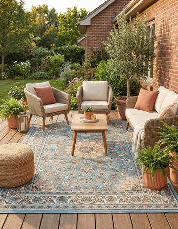 5' 3 x 8' Easy-Clean Traditional Indoor / Outdoor Rug