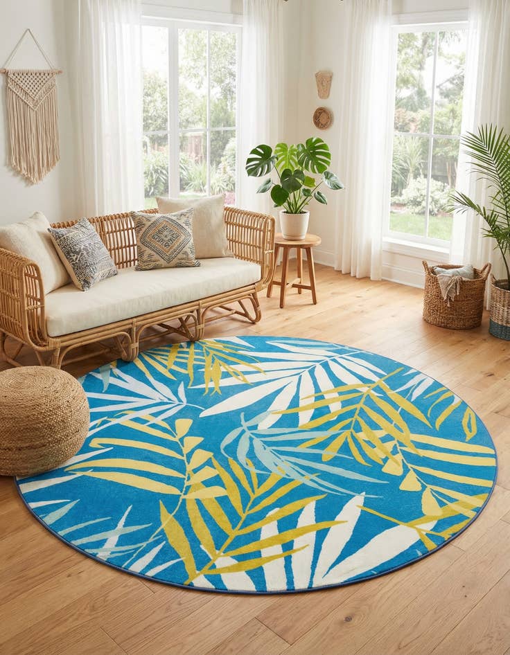 Detail image of 10' x 10' Easy-Clean Jill Zarin Caribbean Indoor / Outdoor Round Rug