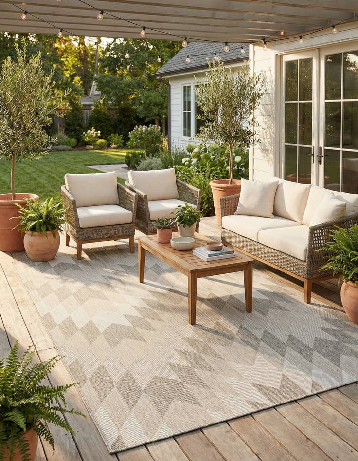 Detail image of 5' 3 x 8'  Washable Modern Indoor / Outdoor Rug