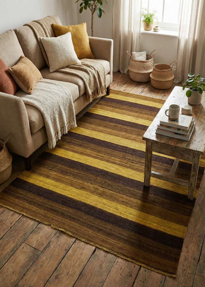 5' 1 x 6' 10 Hand Woven Kilim Afghan Wool Rug