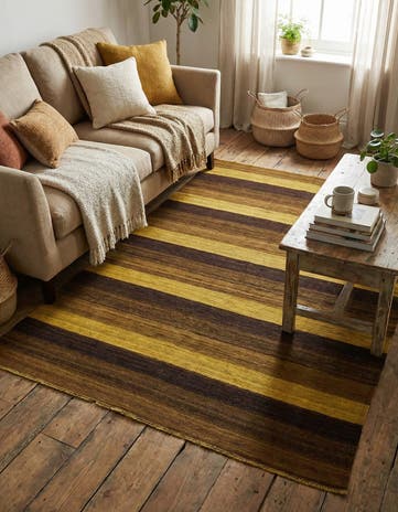 5' 1 x 6' 10 Hand Woven Kilim Afghan Wool Rug
