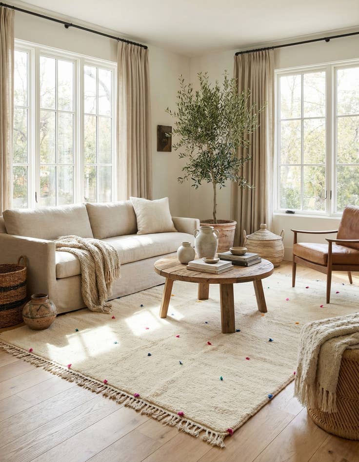 Detail image of 6' 10 x 9' 10  Hand Knotted Moroccan Wool Rug