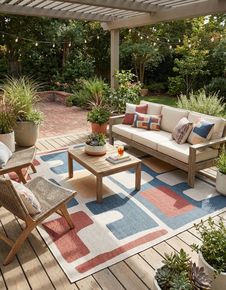 Detail image of 10' x 10'  Washable Baja Indoor / Outdoor Square Rug