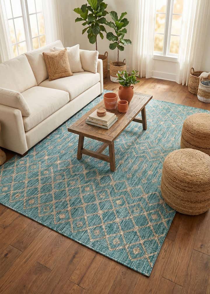 6' x 9' Easy-Clean Trellis Indoor / Outdoor Rug
