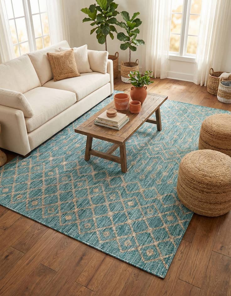 Detail image of 6' x 9'  Washable Trellis Indoor / Outdoor Rug
