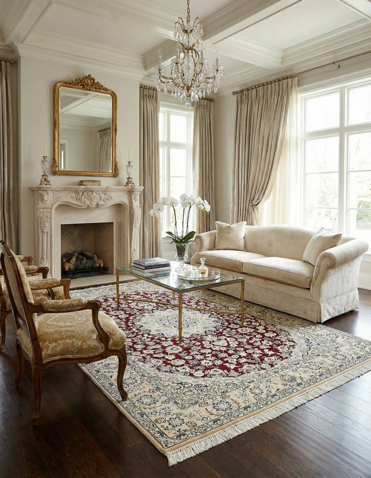 Detail image of 4' 10 x 6' 10  Hand Knotted Nain Persian Rug