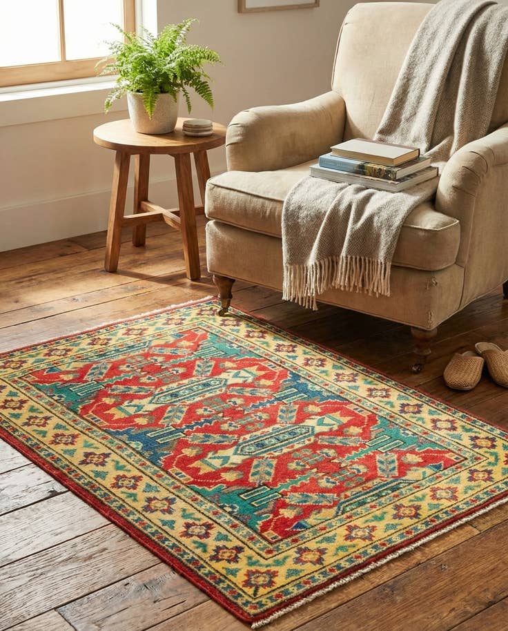 Detail image of 2' 10 x 3' 10 Hand Knotted Kazak Rug