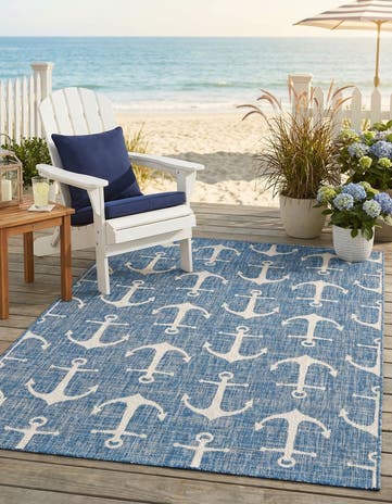 5' 3 x 8' Easy-Clean Coastal Indoor / Outdoor Rug