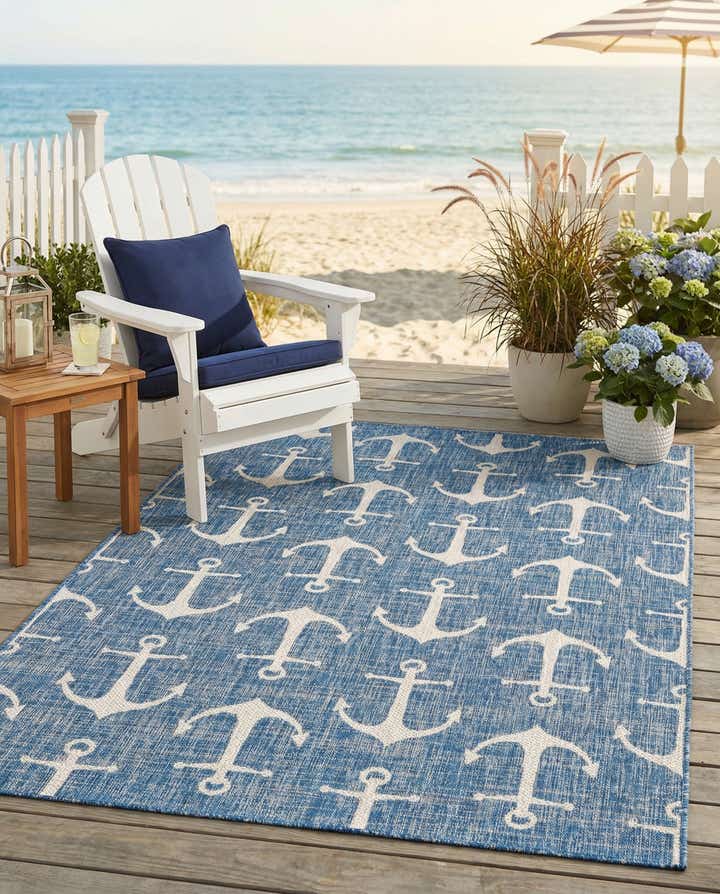 5' 3 x 8' Easy-Clean Coastal Indoor / Outdoor Rug