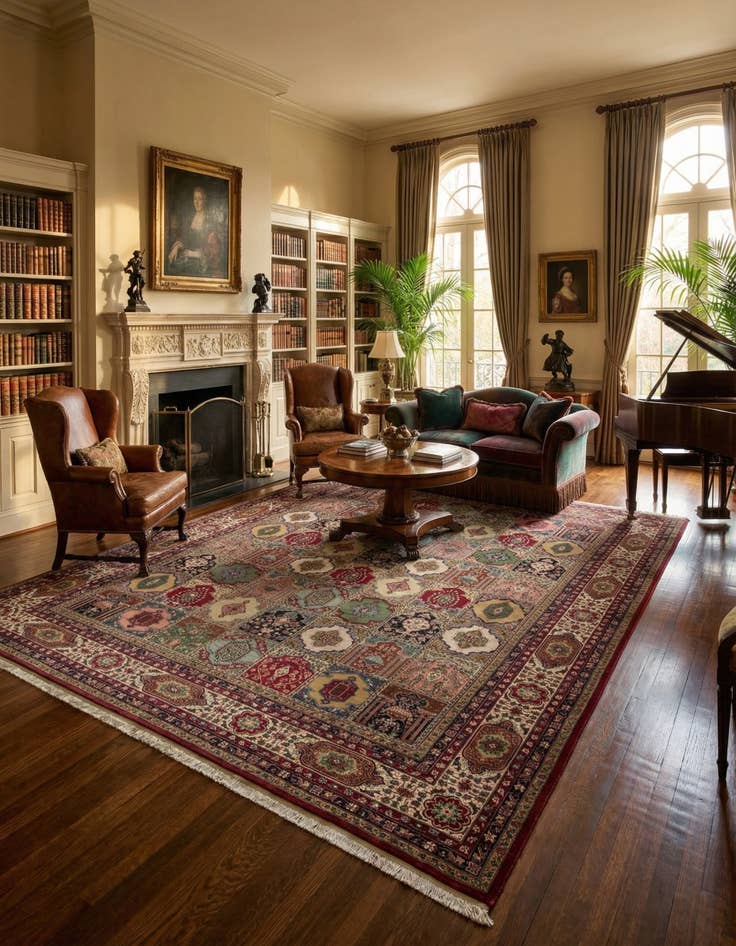 Detail image of 11' 6 x 13' 5  Hand Knotted Kashmir Wool Square Rug