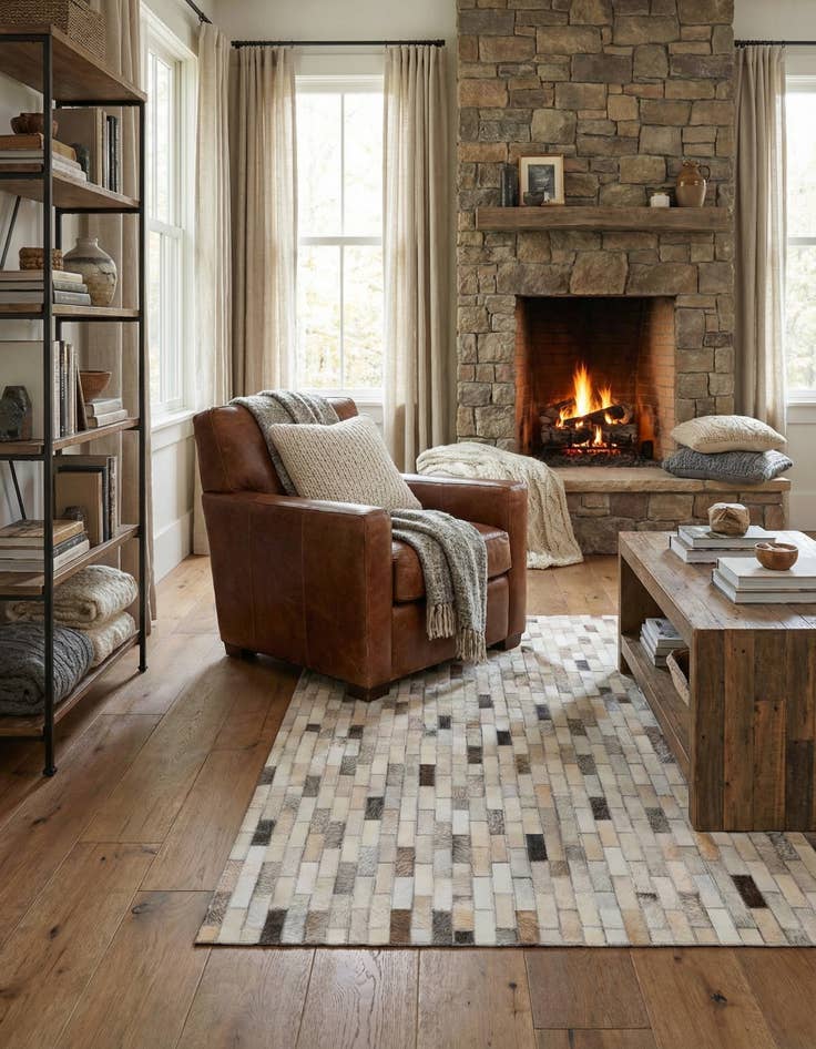 Detail image of 4' x 5' 11 Cowhide Stocks Rug