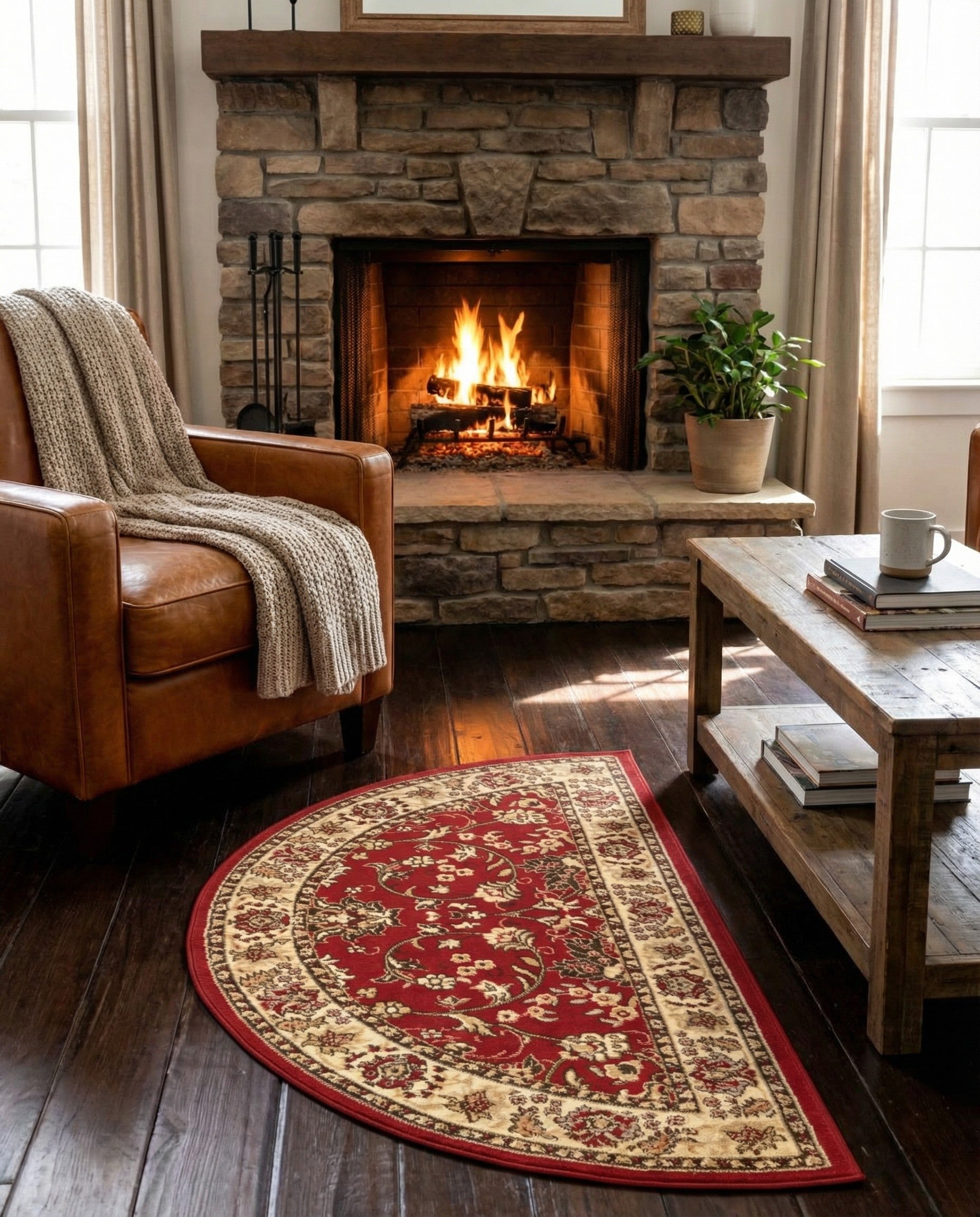 Burgundy 3' x 6' Yasmin Hearth Rug | Rugs.com