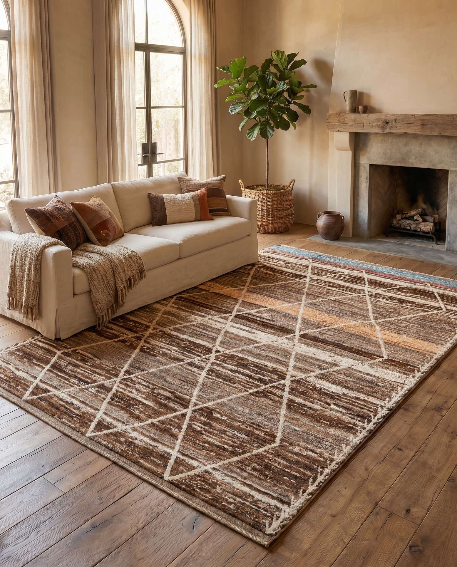 195cm x 285cm Hand Knotted Moroccan Wool Rug