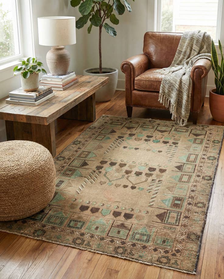 Detail image of 3' 8 x 5' 9 Hand Knotted Ultra Vintage Persian Wool Rug