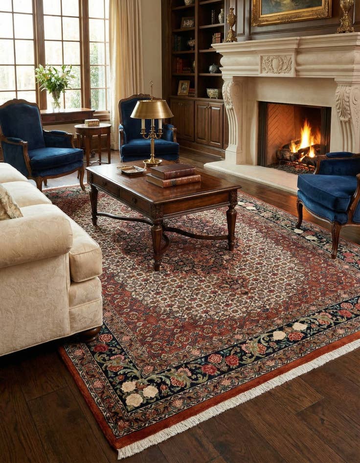 Detail image of  5' 1 x 6' 11 Bidjar With Silk Rug