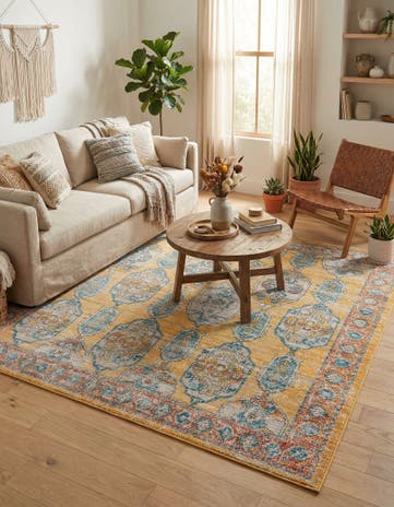 Yellow Lola Square Rug