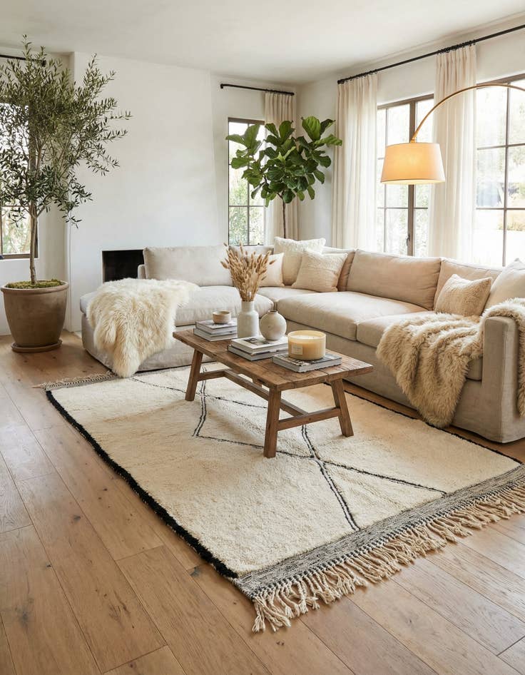 Detail image of  5' 5 x 7' 10  Hand Knotted Moroccan Wool Rug