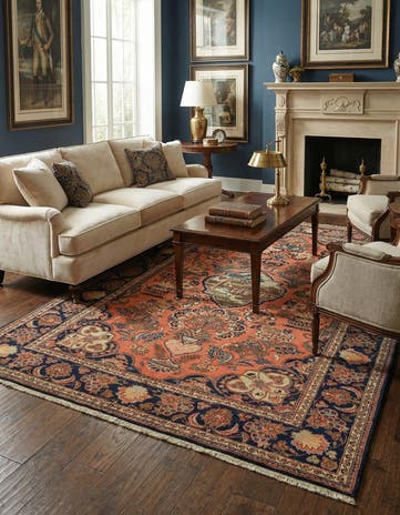 4' 4 x 6' 5 Hand Knotted Kashan Persian Wool Rug