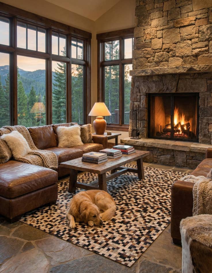 Detail image of  7' 9 x 9' 10 Cowhide Leather Rug