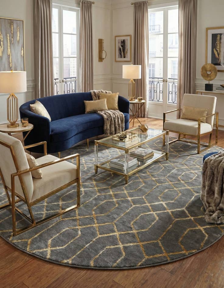 Detail image of  7' 10 x 10'  Marilyn Monroe™ Glam Trellis Oval Rug