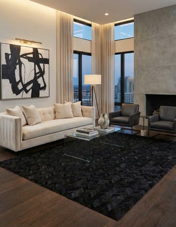 5' 2 x 8' Cowhide Leather Rug