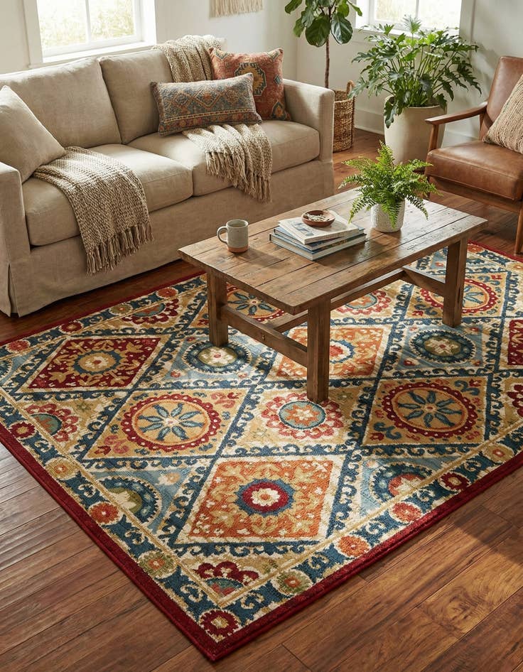 Detail image of  5' 3 x 8'  Washable Modern Indoor / Outdoor Rug