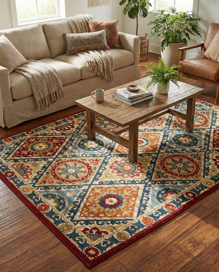 Detail image of 5' 3 x 8' Easy-Clean Modern Indoor / Outdoor Rug