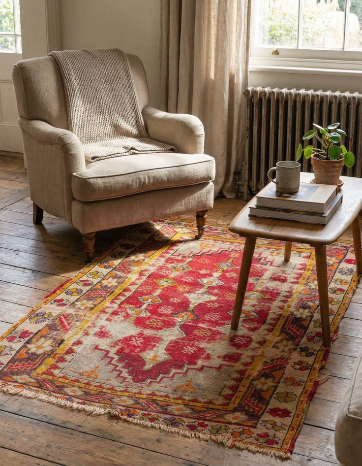 Detail image of 3' 2 x 4' 2  Hand Knotted Anatolian Oriental Wool Rug