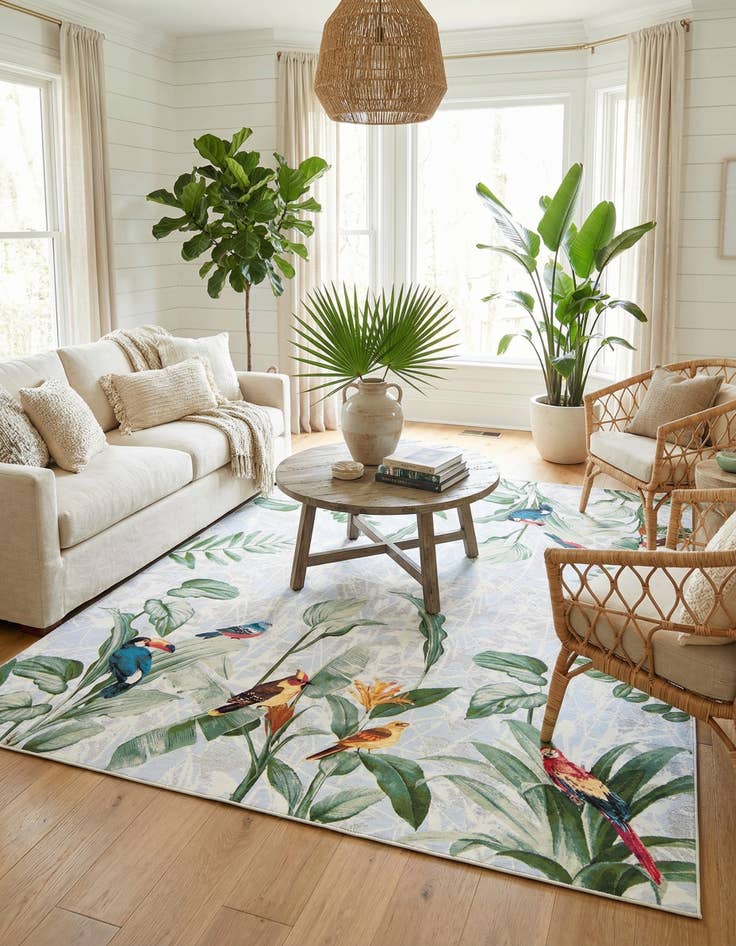 Detail image of  10' x 12'  Washable Botanical Indoor / Outdoor Rug