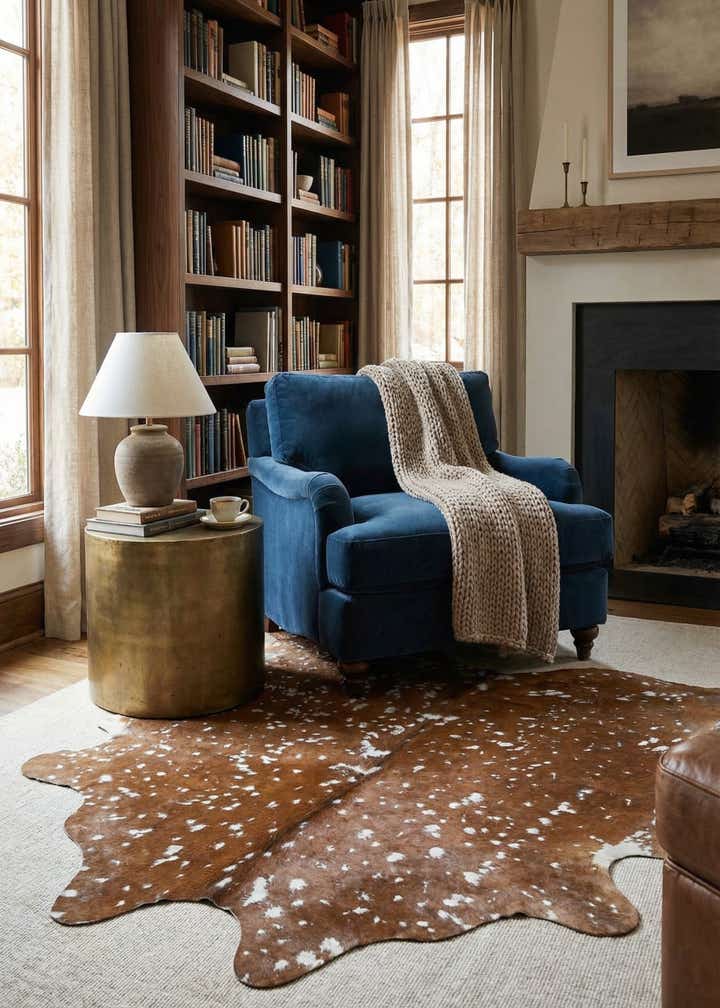 5' 10 x 6' 9 Cowhide Leather Freeform Rug