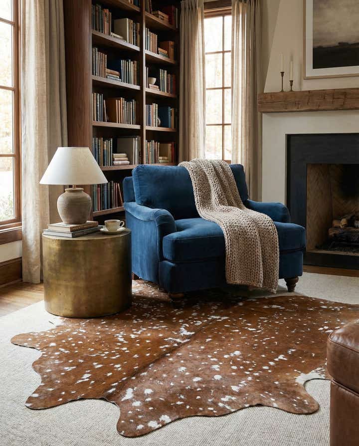 5' 10 x 6' 9 Cowhide Leather Freeform Rug