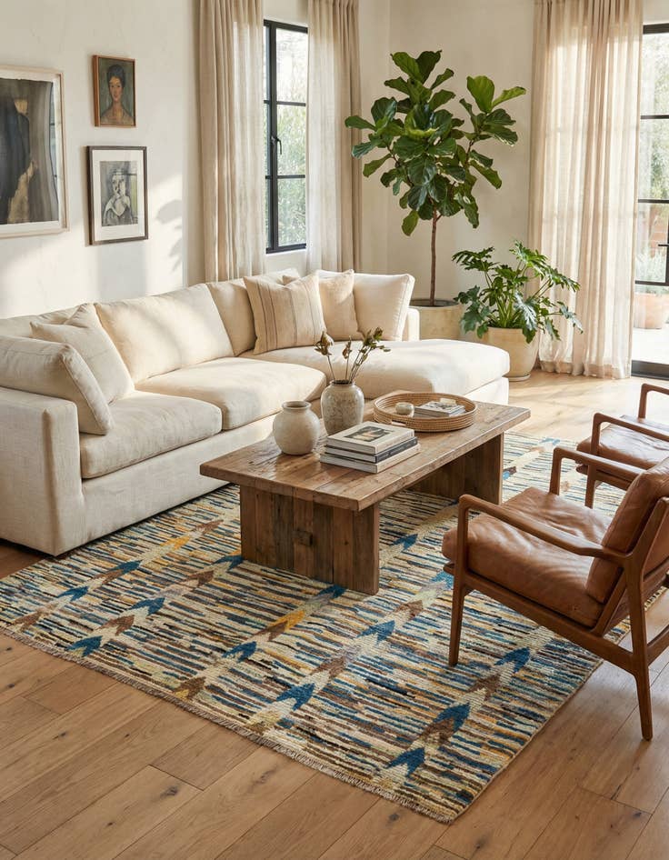 Detail image of  6' 4 x 9' 4  Hand Knotted Moroccan Wool Rug