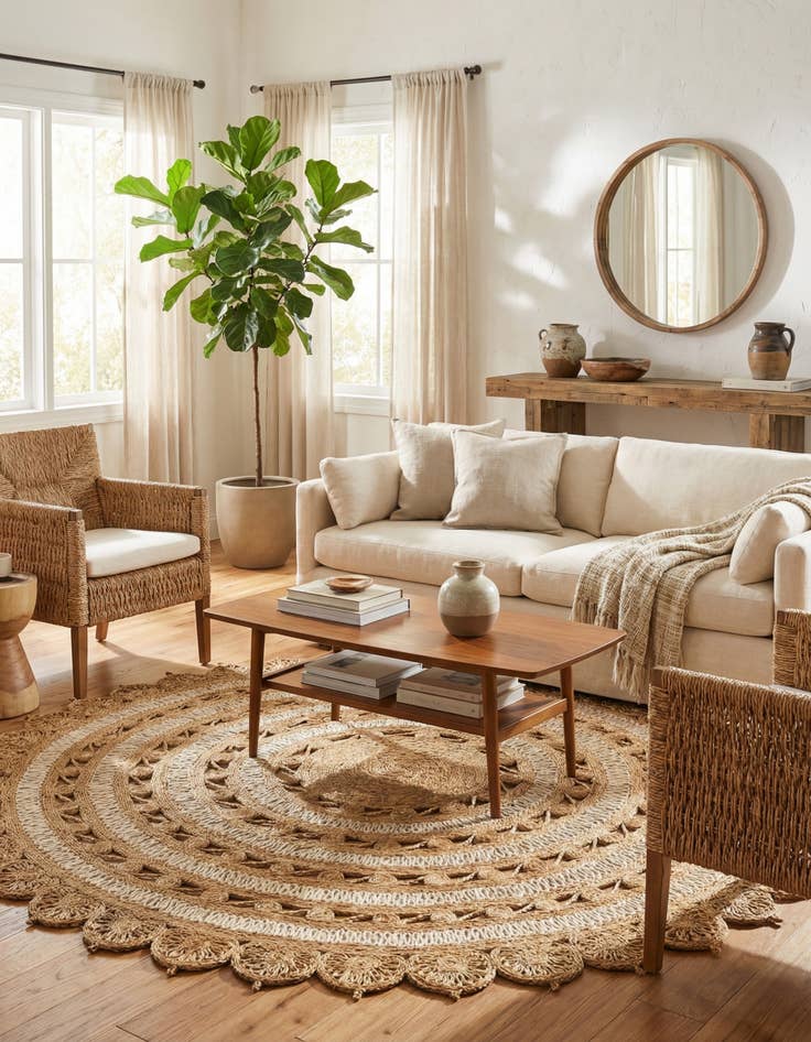 Detail image of  7' 10 x 7' 10  Hand Braided Jute Round Rug