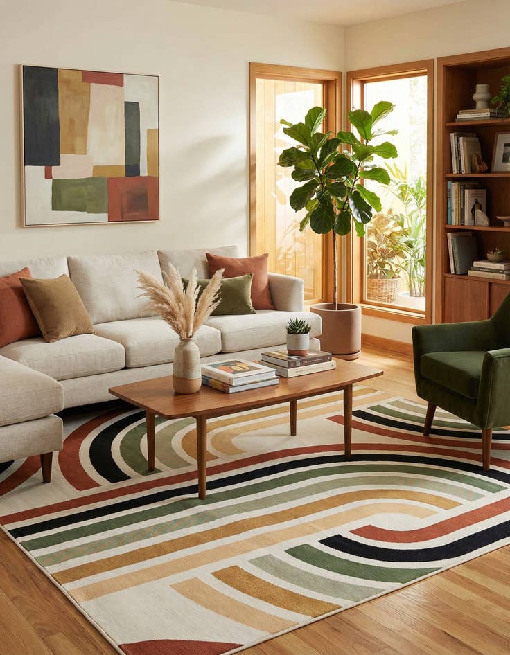 Detail image of  7' 10 x 7' 10  Washable Modern Indoor / Outdoor Square Rug