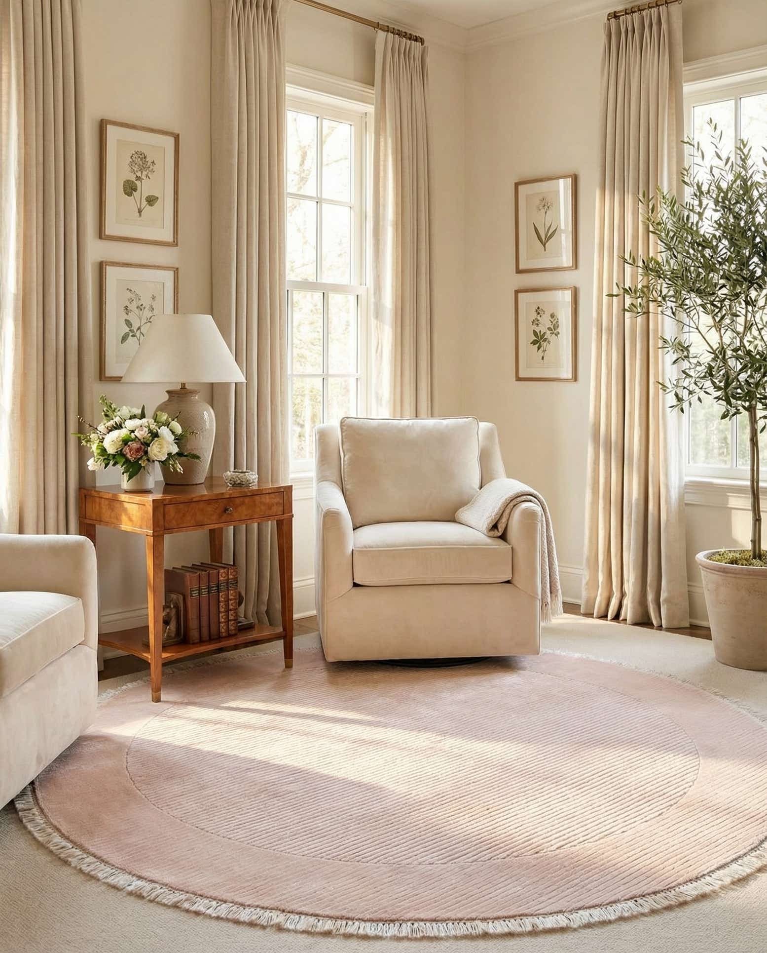 6' 8 x 6' 8 Hand Knotted Darya Wool Round Rug