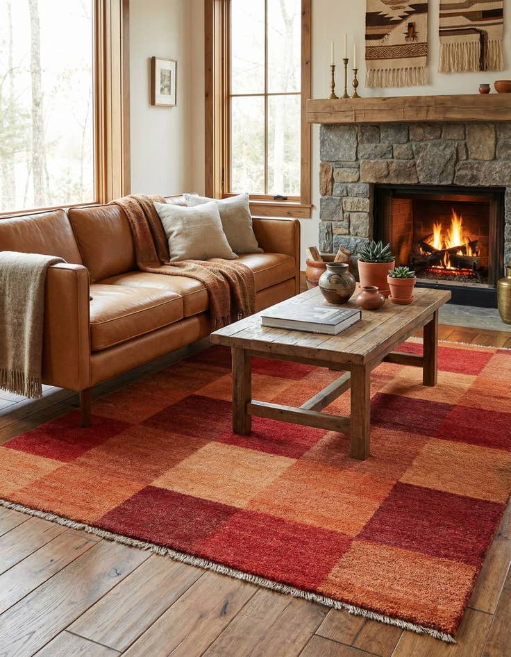 Detail image of 3' 9 x 4' 9  Hand Knotted Gabbeh Persian Wool Rug