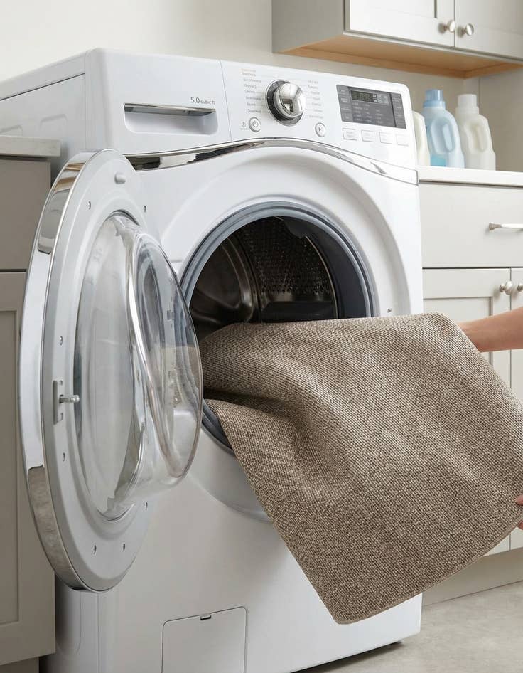 Detail image of 5' 3 x 5' 3  Washable Solid Indoor / Outdoor Round Rug