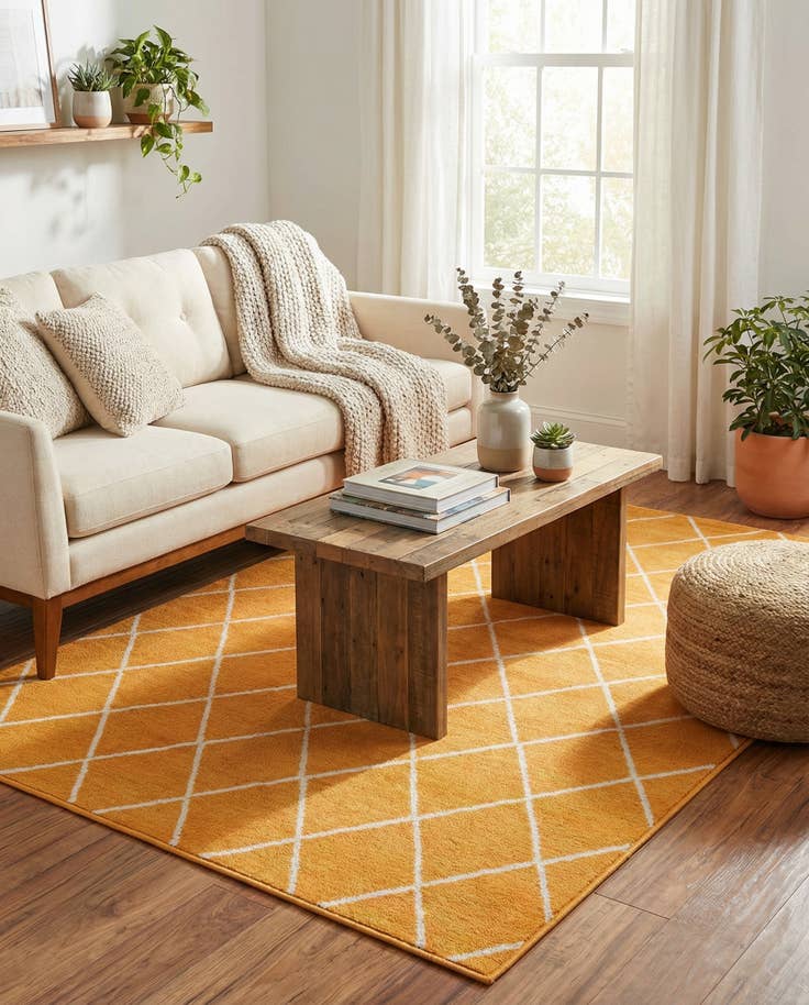 Detail image of 4' x 5' 8 Lattice Trellis Rug