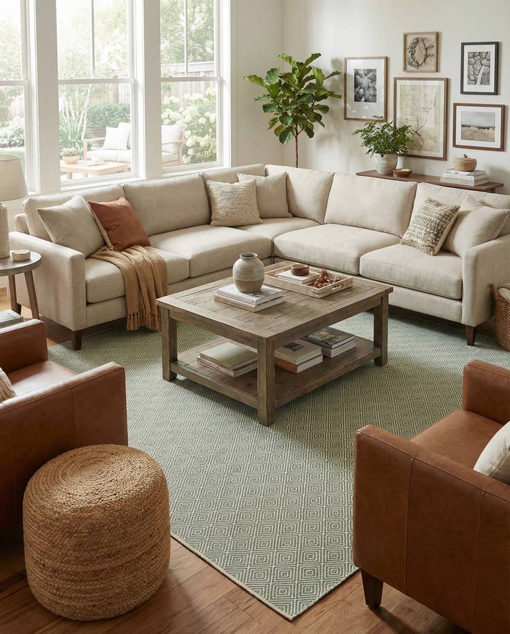 Detail image of 10' x 10' Hand Woven Geo Trellis Flatweave Square Rug