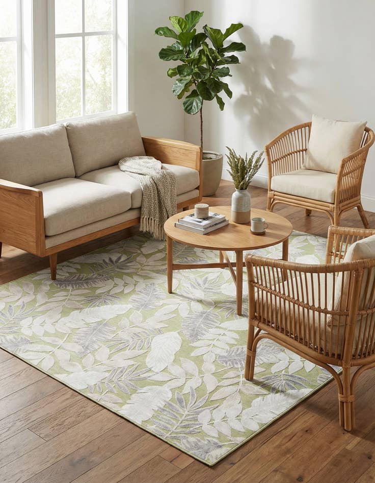 Detail image of  9' 9 x 12'  Washable Botanical Indoor / Outdoor Rug