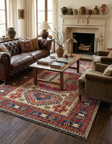 5' 10 x 8' 6 Hand Knotted Kazak Wool Rug