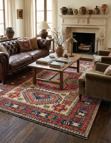 5' 10 x 8' 6 Hand Knotted Kazak Wool Rug