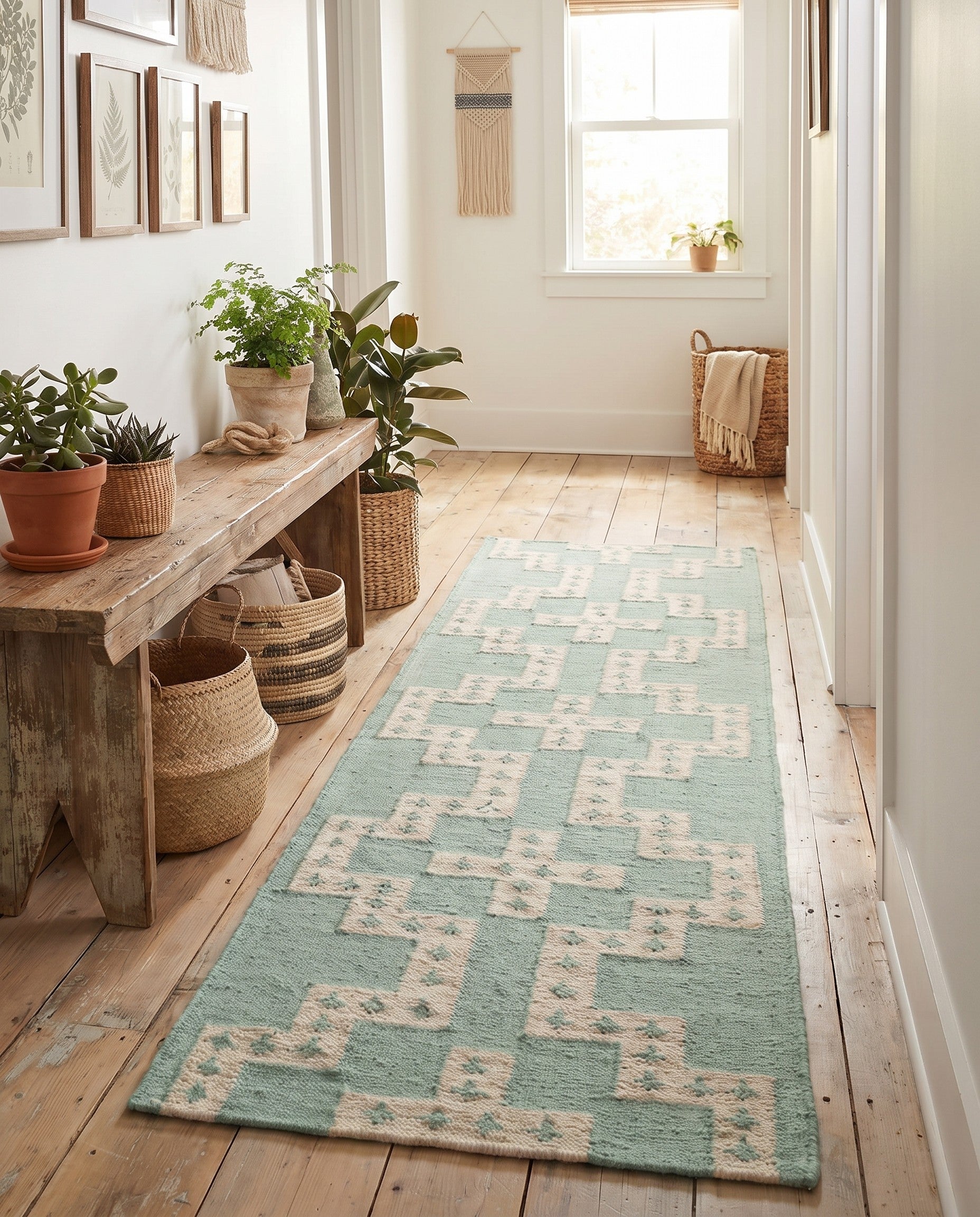 2' x 8' Hand Woven Kilim Wool Runner Rug
