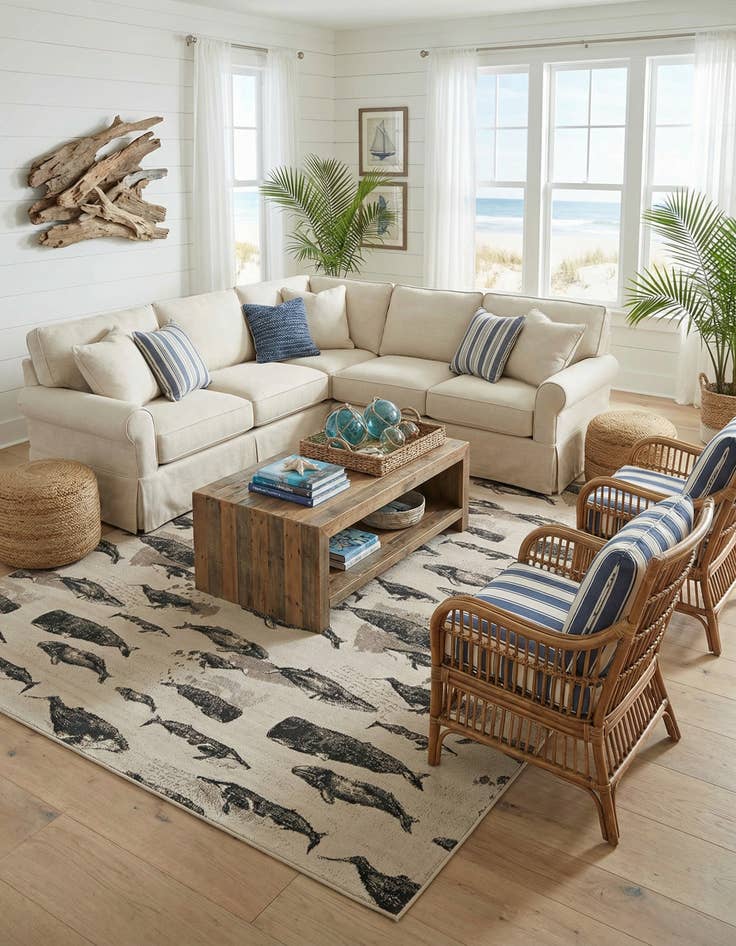 Detail image of 10' x 14' Easy-Clean Coastal Indoor / Outdoor Rug