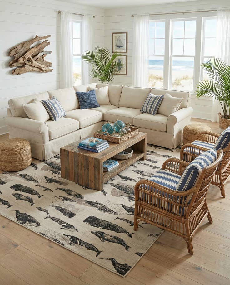 Detail image of 10' x 14' Easy-Clean Coastal Indoor / Outdoor Rug