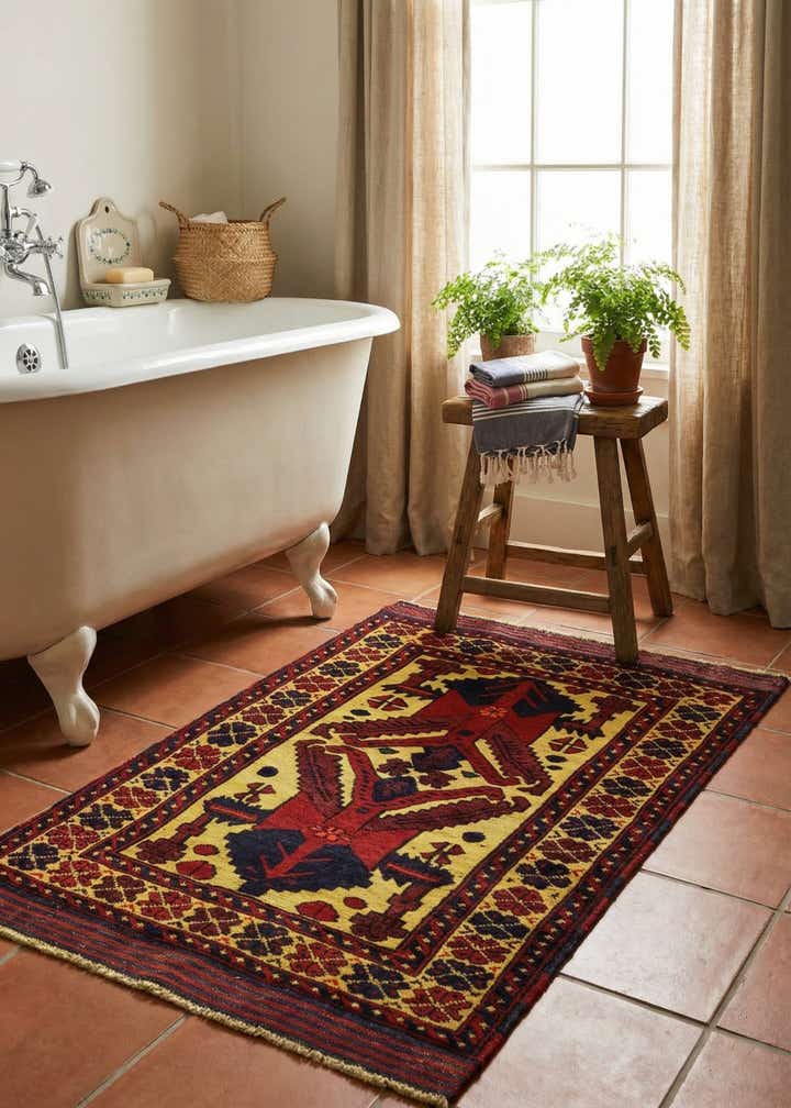 2' 8 x 4' 10 Hand Knotted Sumak Wool Rug