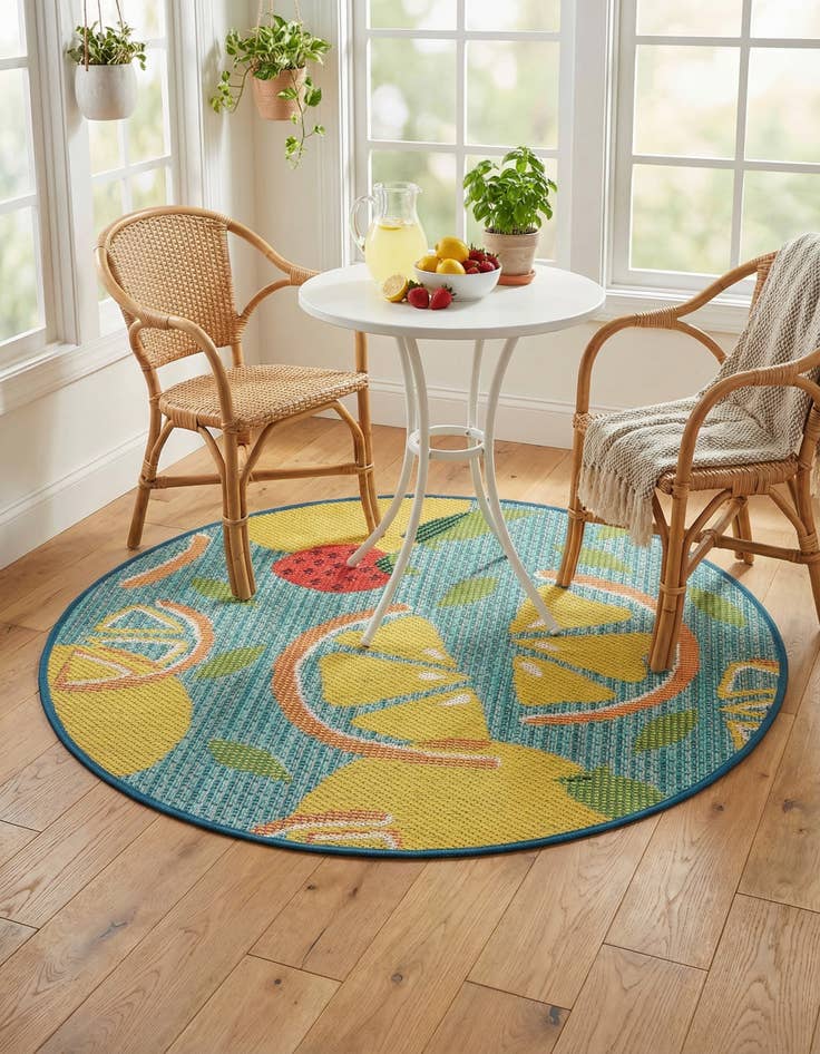 Detail image of 3' 3 x 3' 3  Washable Baja Indoor / Outdoor Round Rug