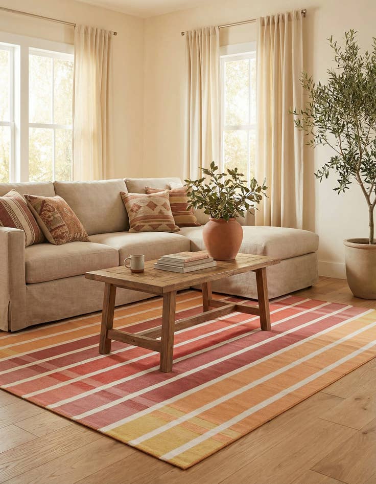 Detail image of 6' x 9'  Washable Striped Indoor / Outdoor Rug