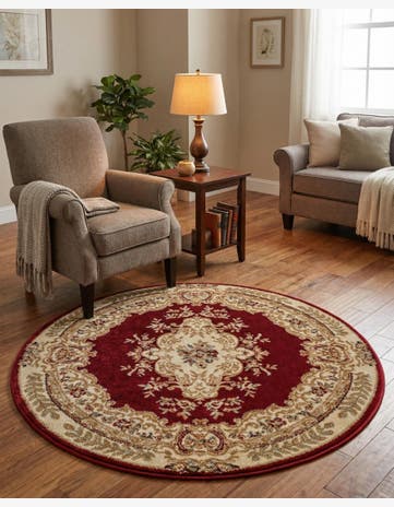 Red Chateau Round Rug