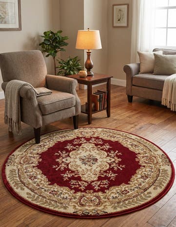 Red Chateau Round Rug